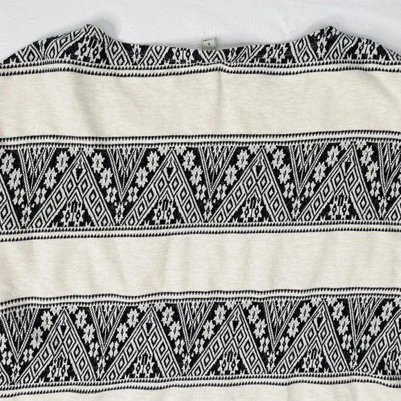 J Crew Sz Small Black Cream Graphic 3/4 Sleeve Sweatshirt - Picture 6 of 9